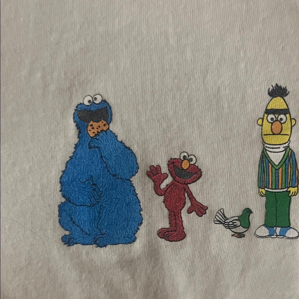Sesame Street Cream Short Sleeve Tee with Multicolor Character Row - Picture 3 of 6